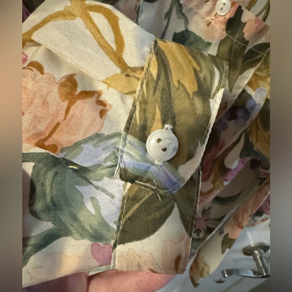 1970’s Floral Button-Up Collared Flower Neutral Blouse 18W Granny Cottagecore - Picture 7 of 12